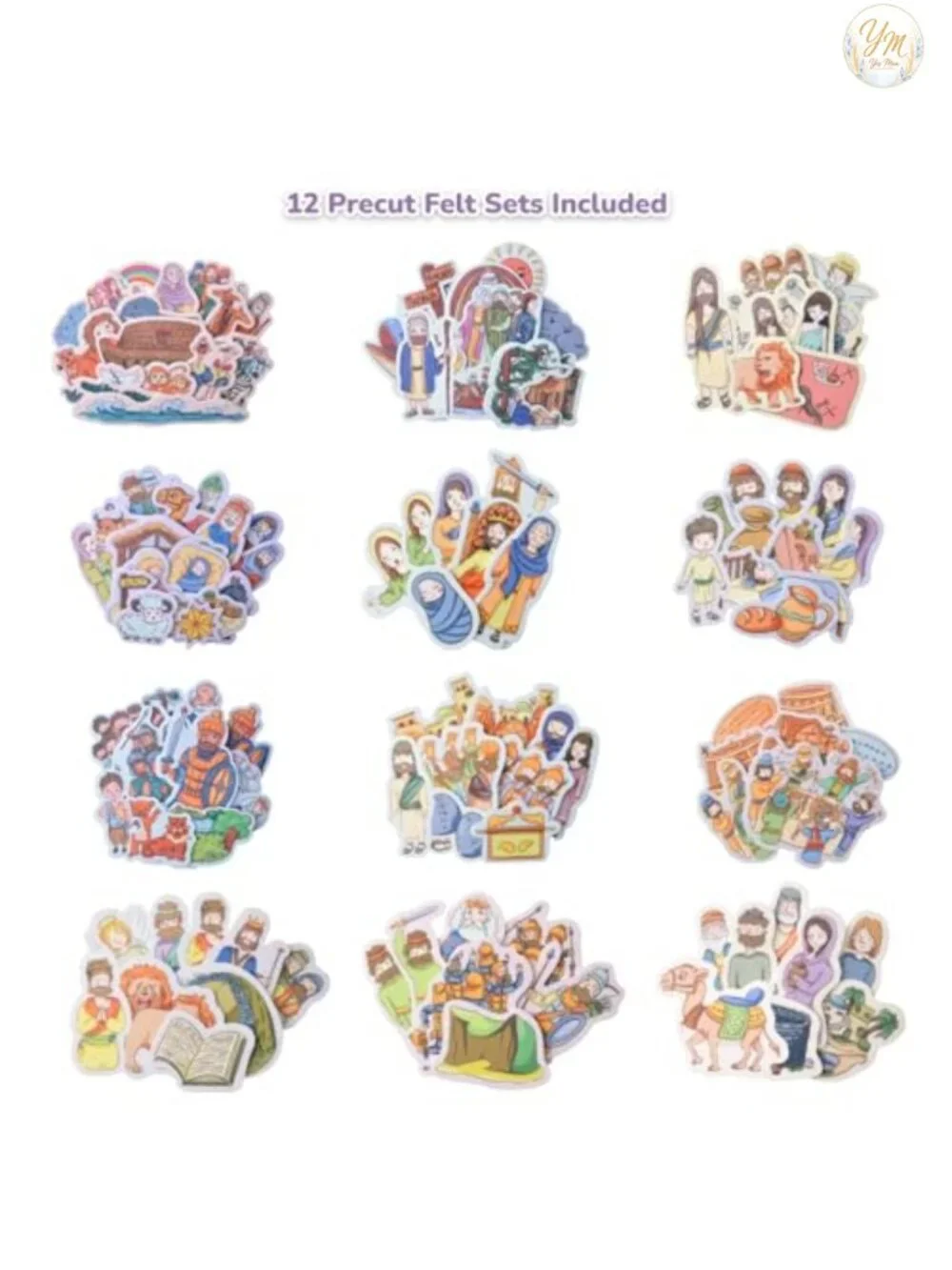 12 Pack Felt Board Bible Stories Precut Felt Set with Foldable Board for